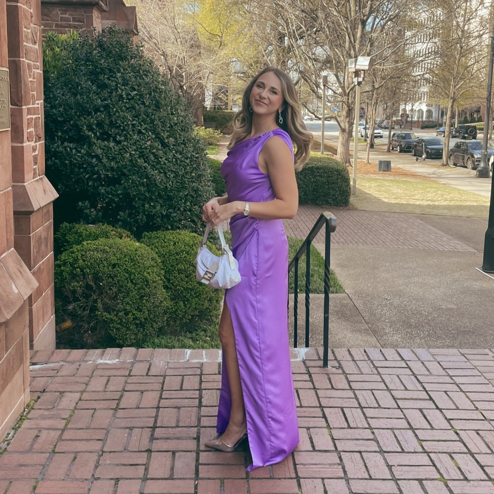 Show Me Your MuMu Purple One Shoulder Gown with Slit